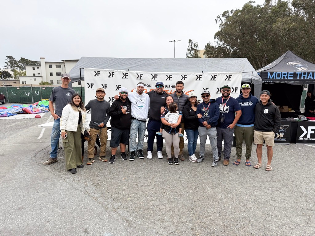 YouTube Content Creators at 2025 More Than Fishing Tournament Meet and Greet during the Fisherman's Life Street Fair at Stonestown Mall, San Francisco, California. From left: Catch and Cook California, Tacklyn The World, Outdoor Chef Life, Deadliest Kast Fishing, ItGetsReel, ChrisPFish, Fisherman's Life, More Than Fishing, Hook2Cook, Die Hard Fishing, Out Here Fishing.